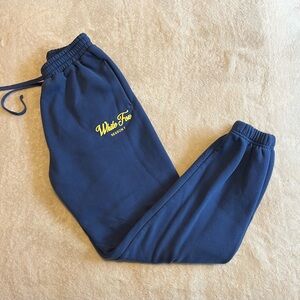 White Fox Boutique Blue Sweatpants with Elastic Cuffs